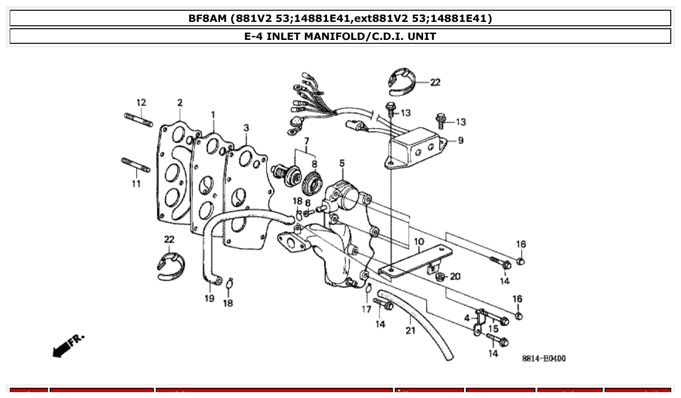 Honda BF8AM INLET MANIFOLD/C.D.I. UNIT parts diagram