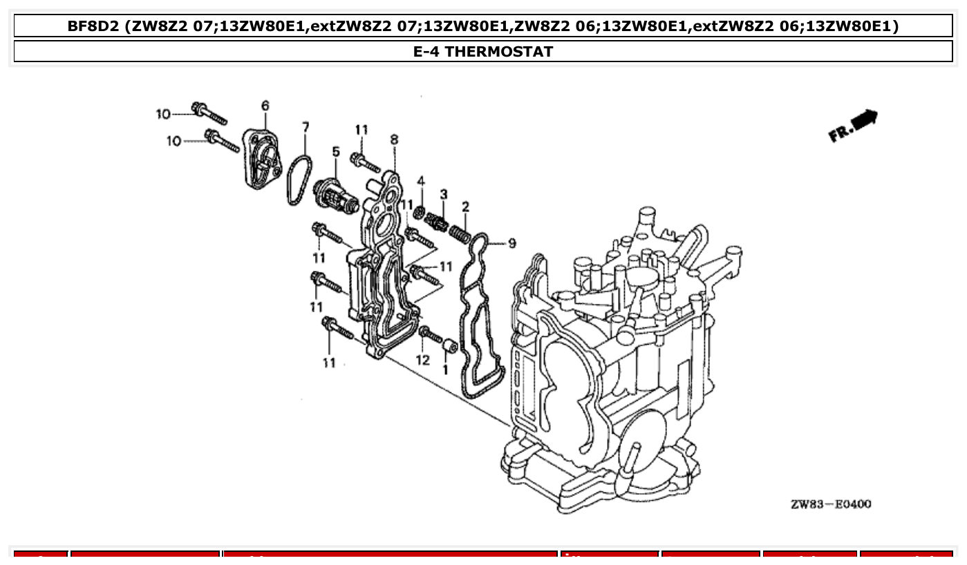 Honda BF8D2 THERMOSTAT parts diagram