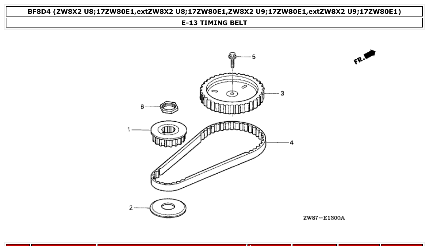 Honda BF8D4 TIMING BELT parts diagram