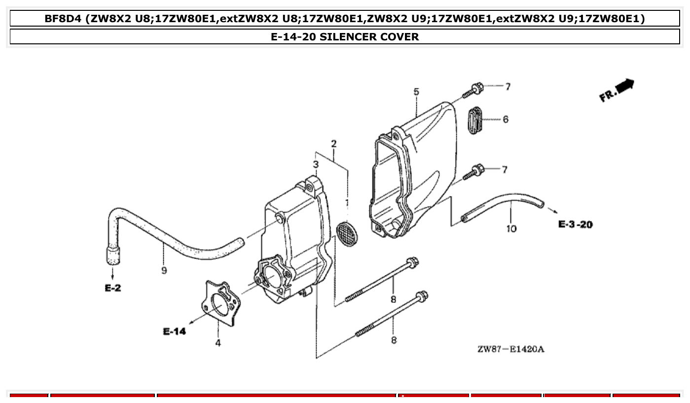 Honda BF8D4 SILENCER COVER parts diagram