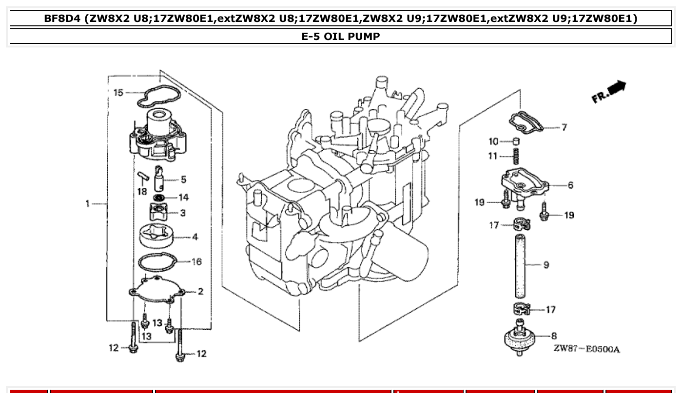 Honda BF8D4 OIL PUMP parts diagram