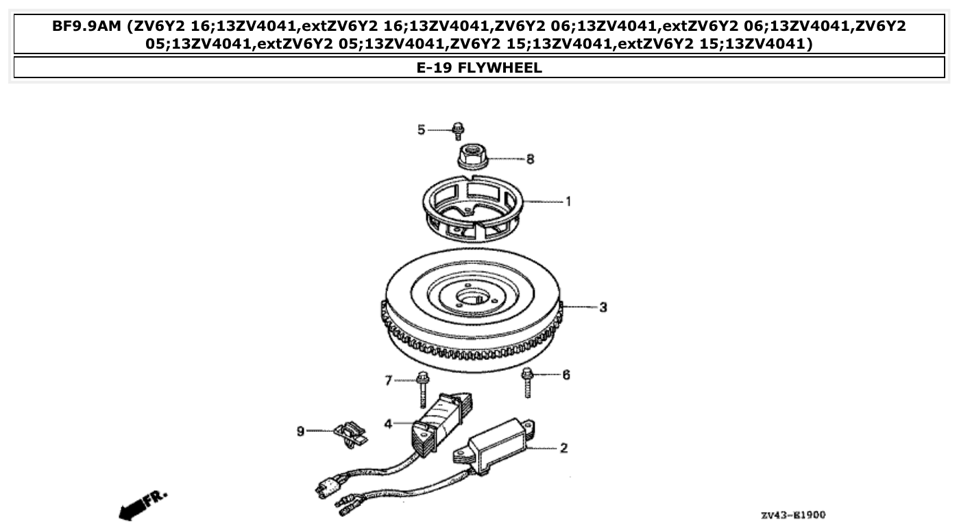 Honda BF9.9AM FLYWHEEL parts diagram