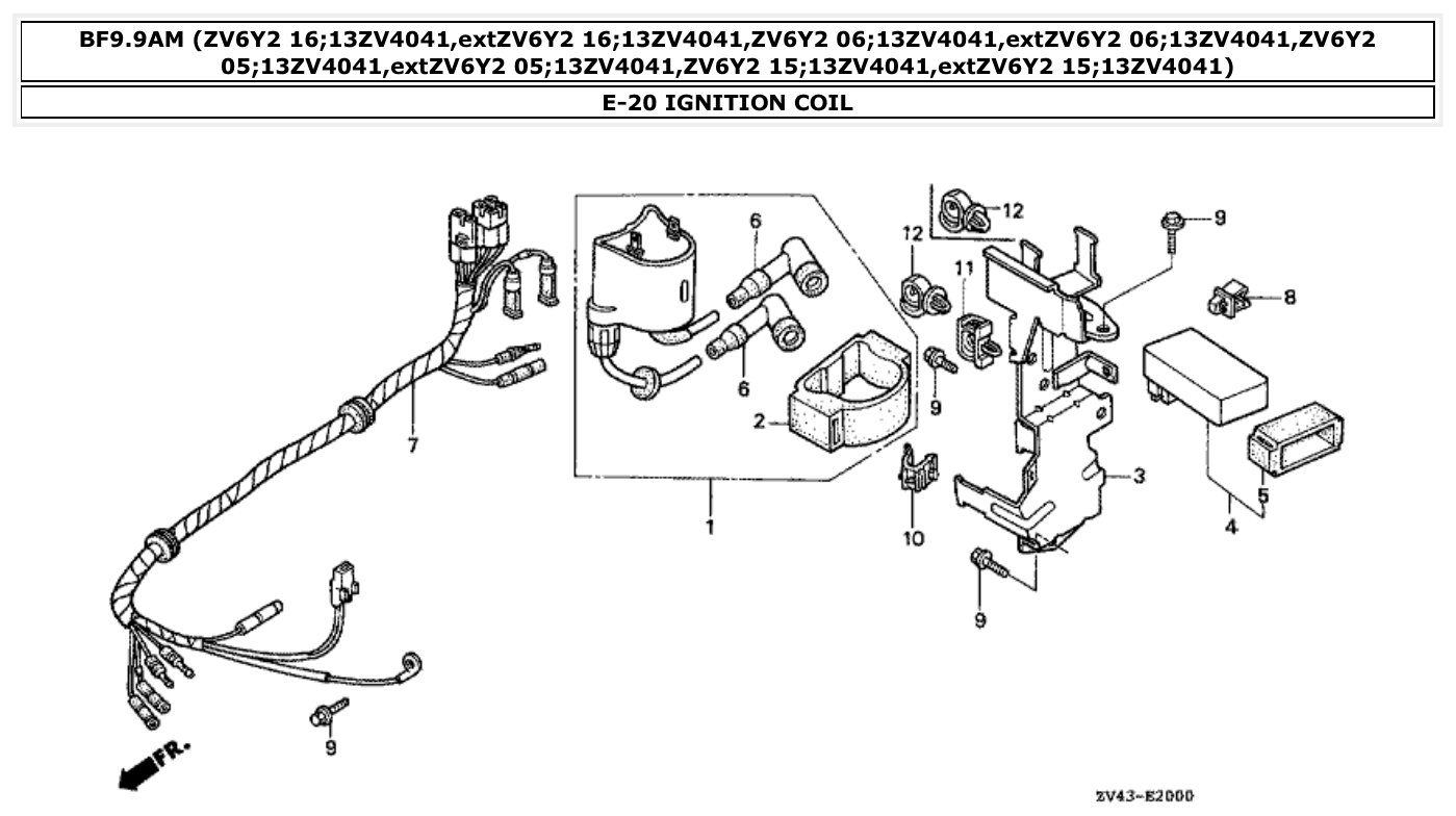 Honda BF9.9AM IGNITION COIL parts diagram