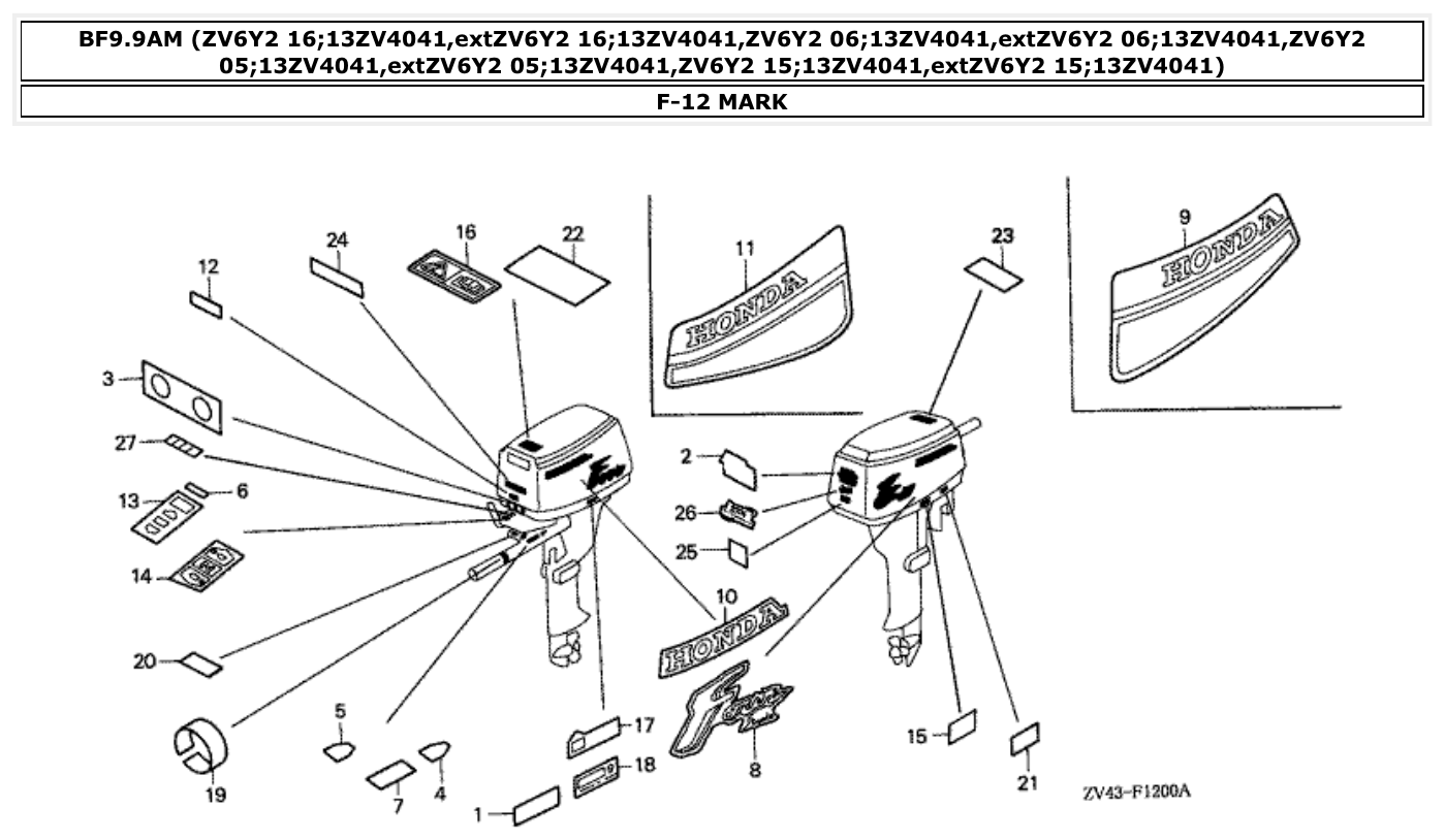Honda BF9.9AM MARK parts diagram