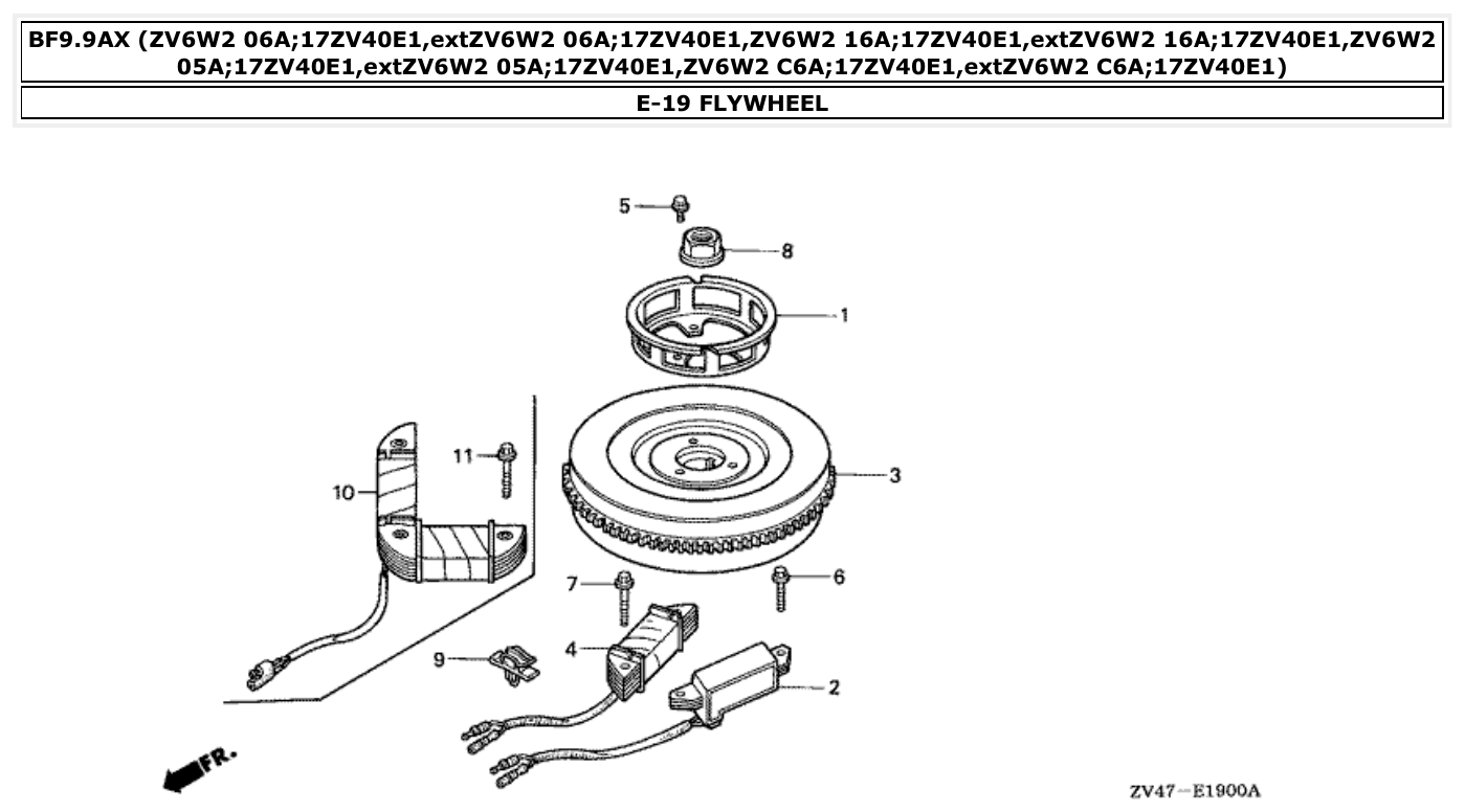 Honda BF9.9AX FLYWHEEL parts diagram