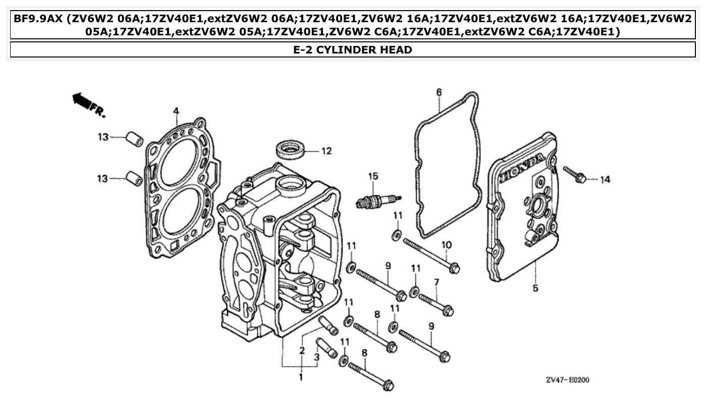Honda BF9.9AX CYLINDER HEAD parts diagram