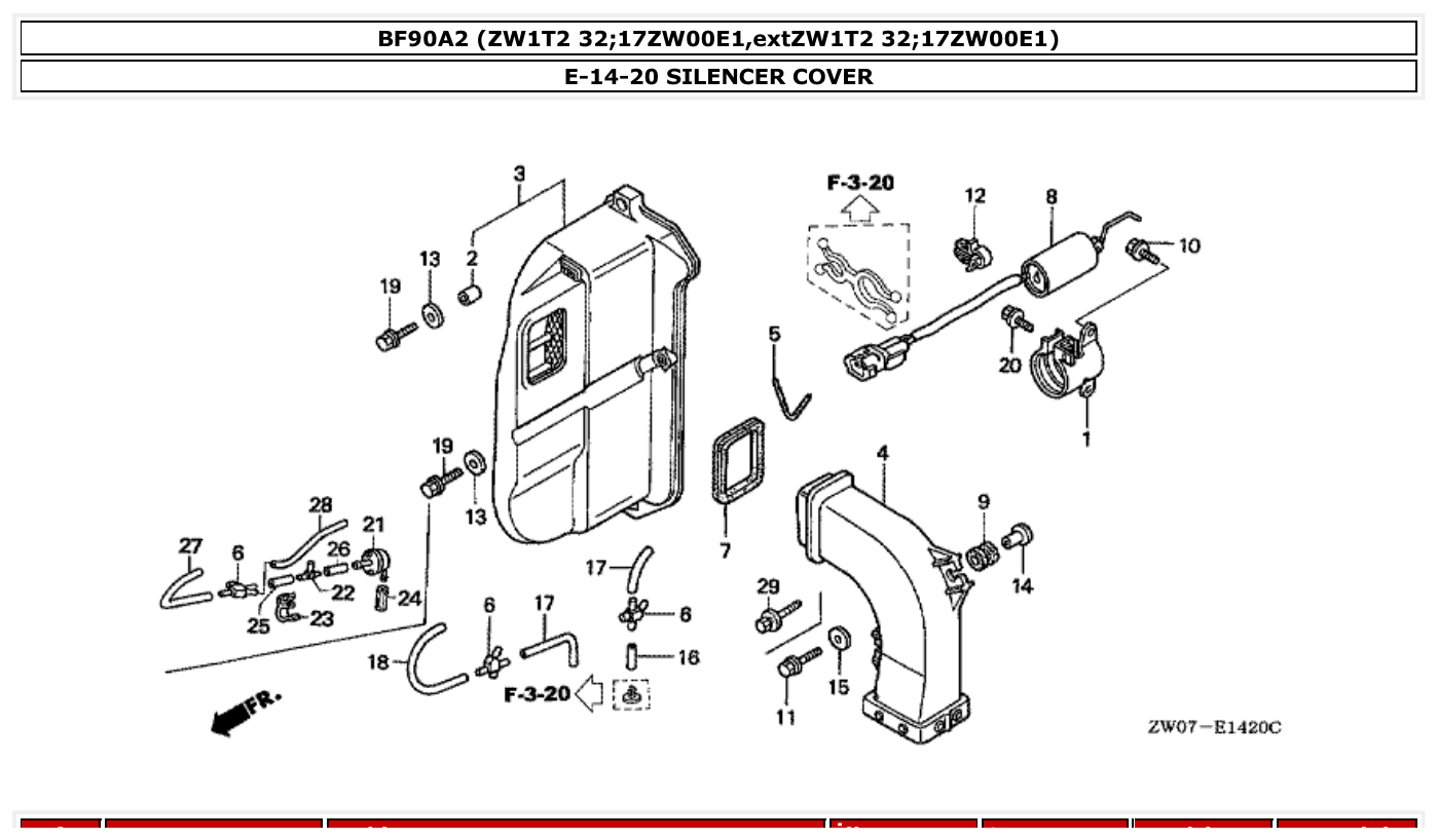 Honda BF90A2 SILENCER COVER parts diagram