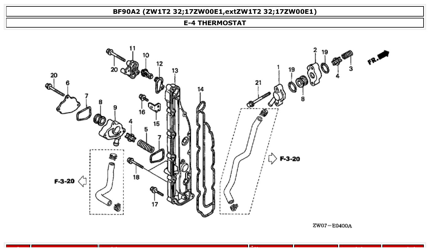 Honda BF90A2 THERMOSTAT parts diagram