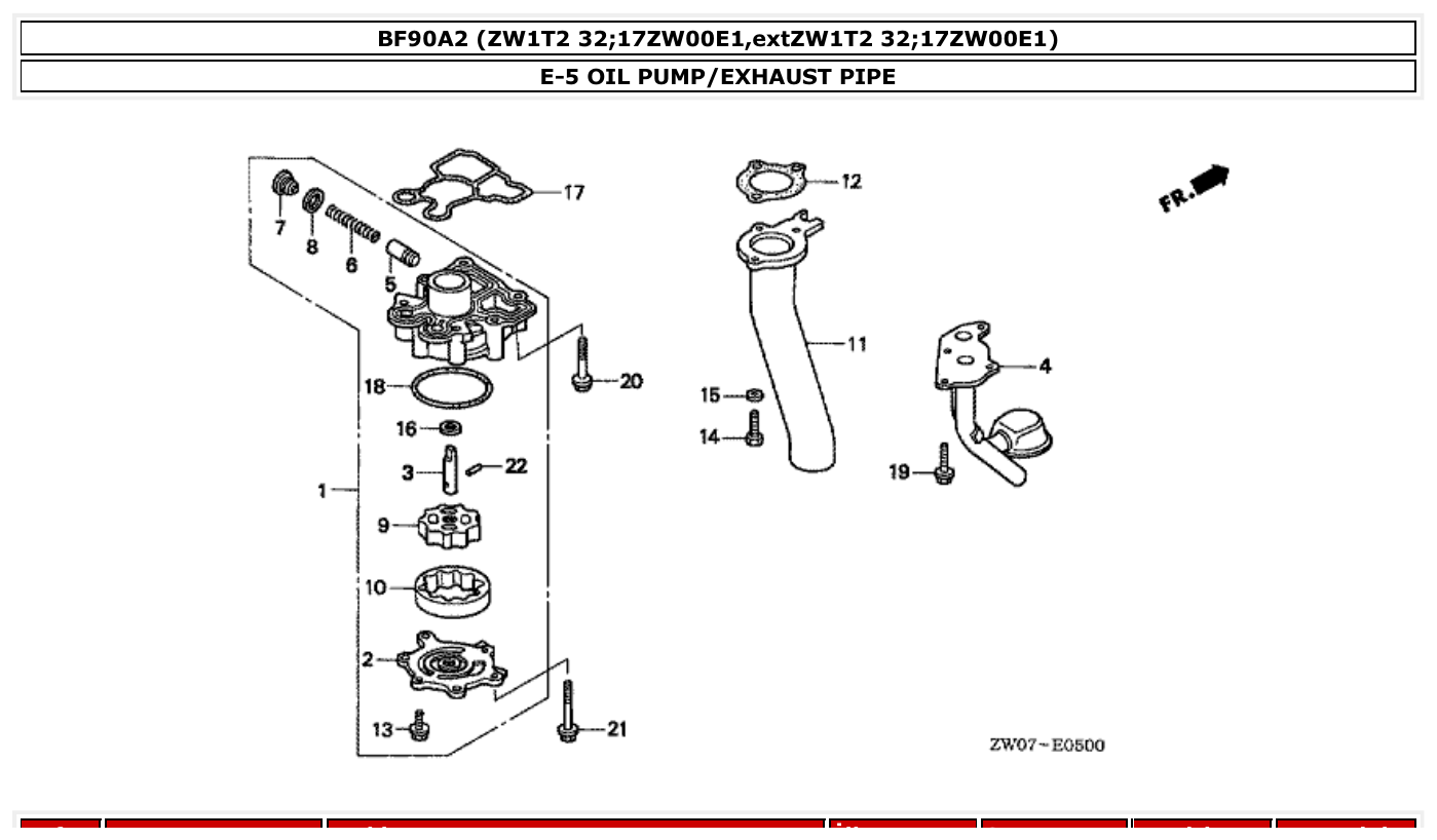 Honda BF90A2 OIL PUMP/EXHAUST PIPE parts diagram