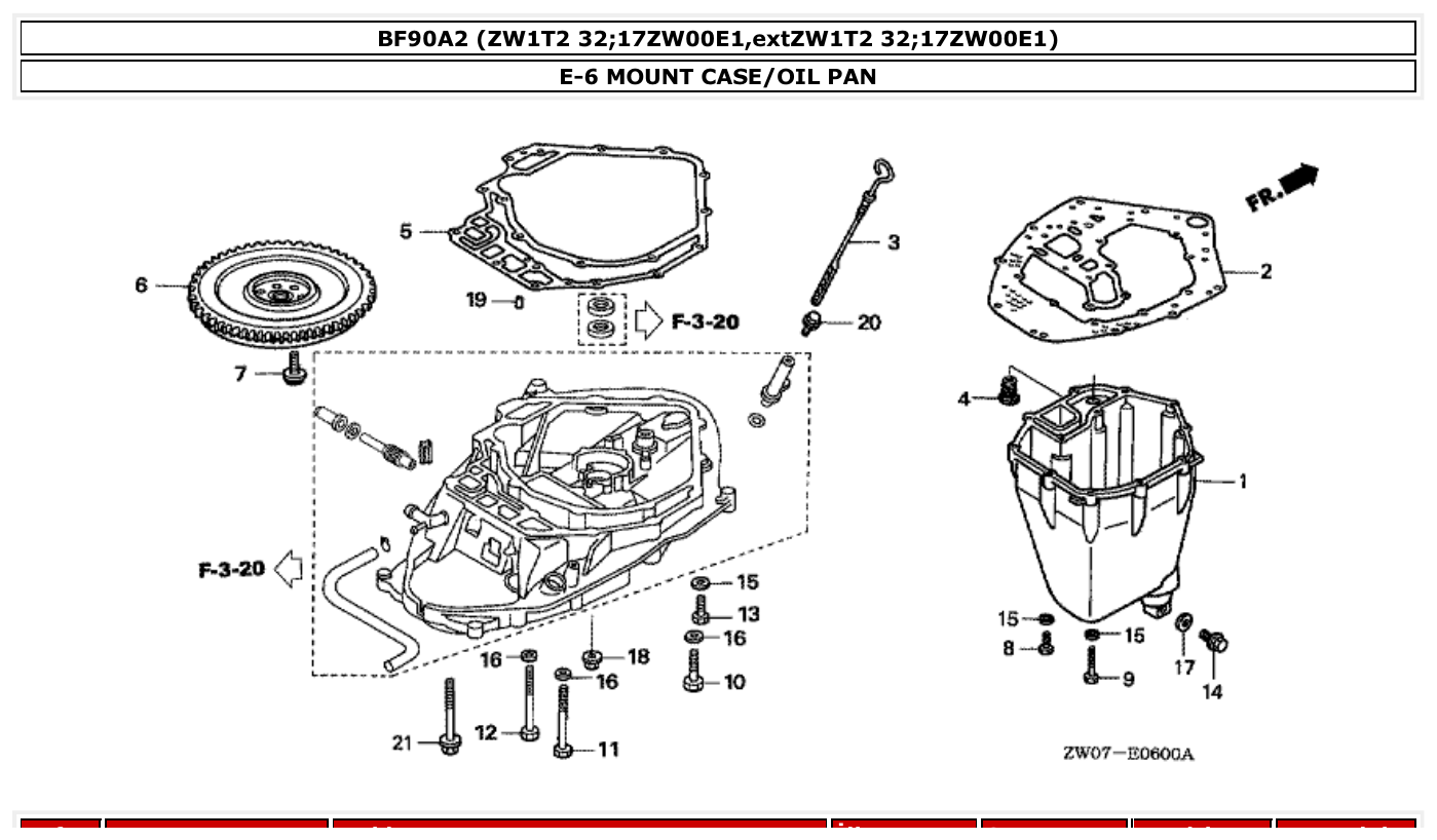 Honda BF90A2 MOUNT CASE/OIL PAN parts diagram