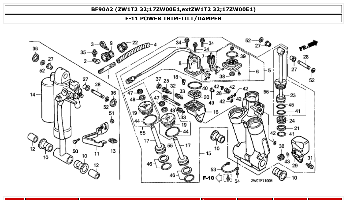 Honda BF90A2 POWER TRIM-TILT/DAMPER parts diagram
