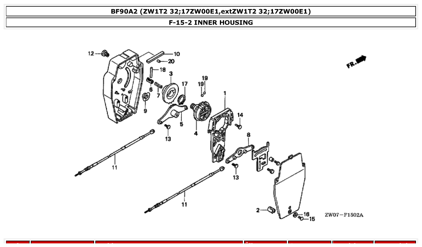 Honda BF90A2 INNER HOUSING parts diagram