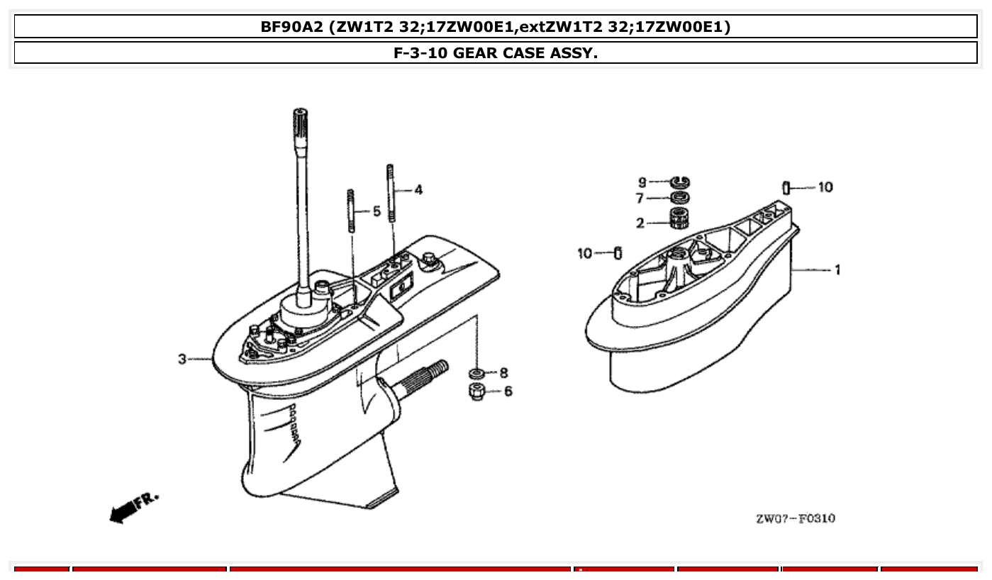 Honda BF90A2 GEAR CASE ASSY. parts diagram