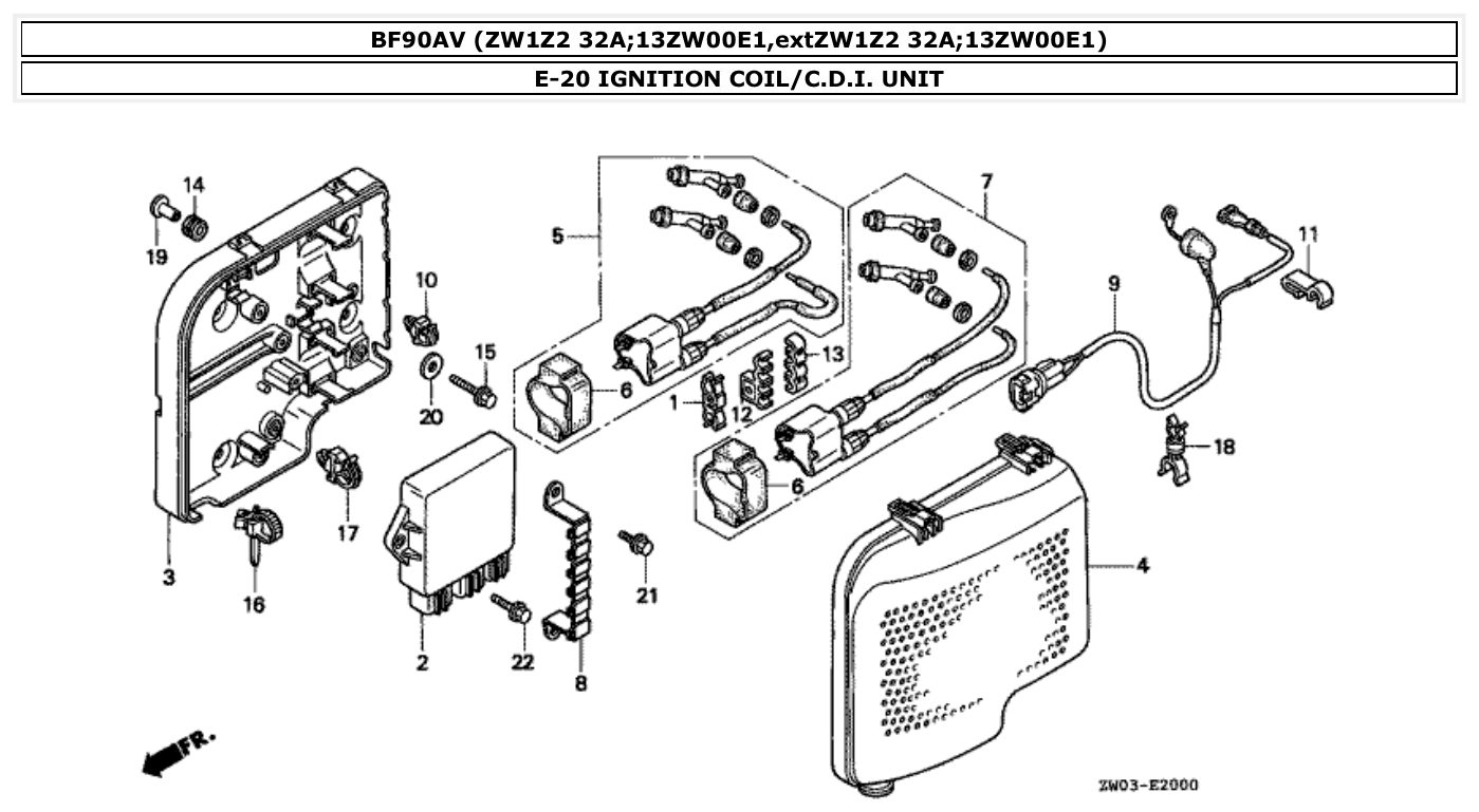 Honda BF90AV IGNITION COIL/C.D.I. UNIT parts diagram