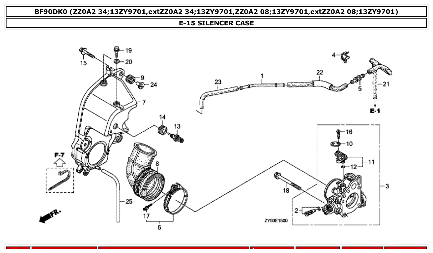 Honda BF90DK0 SILENCER CASE parts diagram