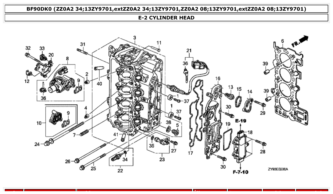 Honda BF90DK0 CYLINDER HEAD parts diagram