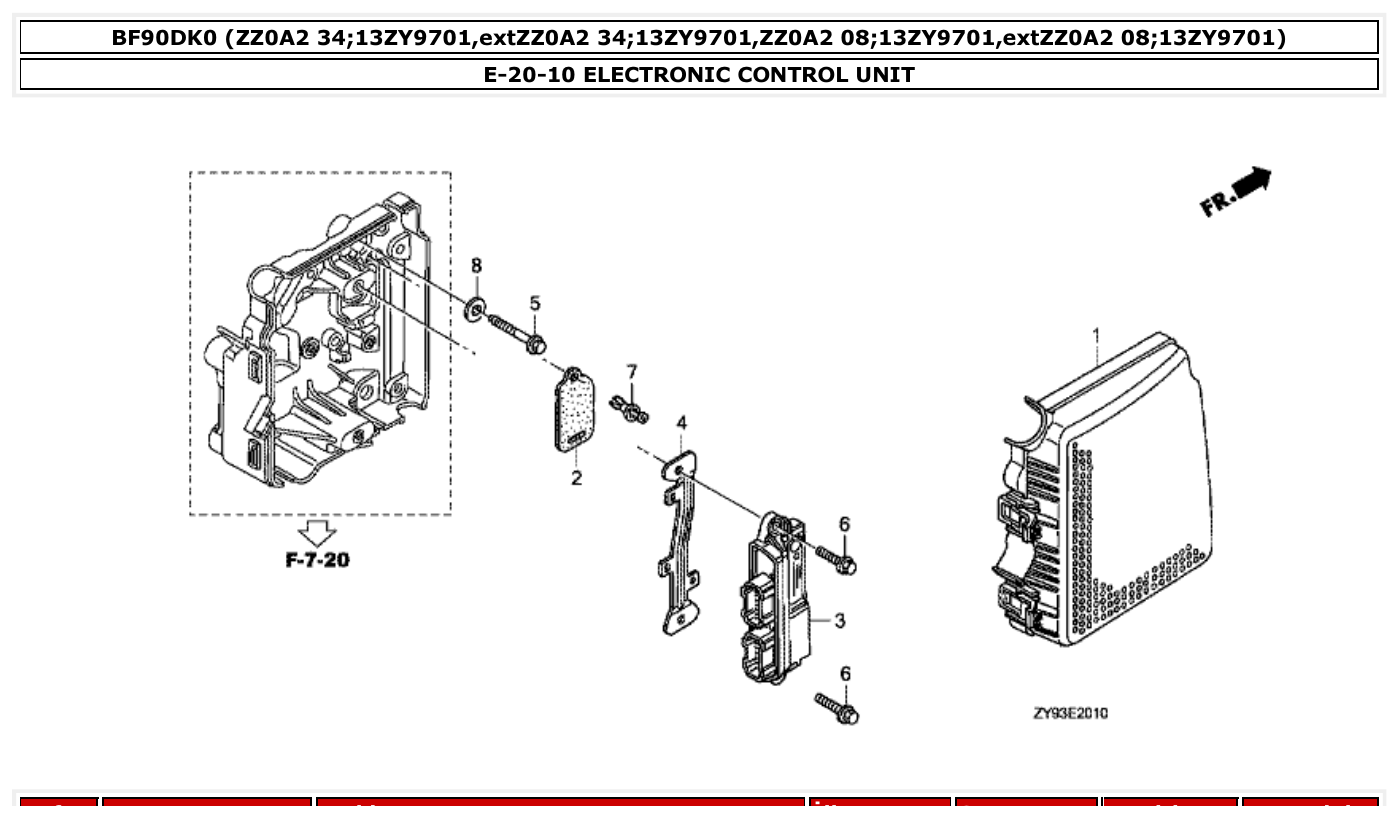 Honda BF90DK0 ELECTRONIC CONTROL UNIT parts diagram