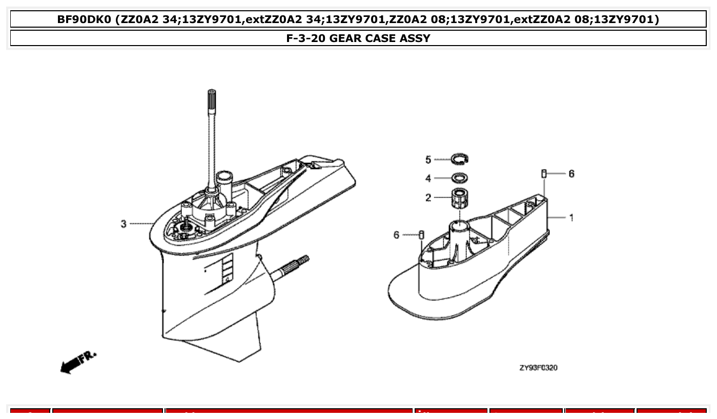 Honda BF90DK0 GEAR CASE ASSY parts diagram