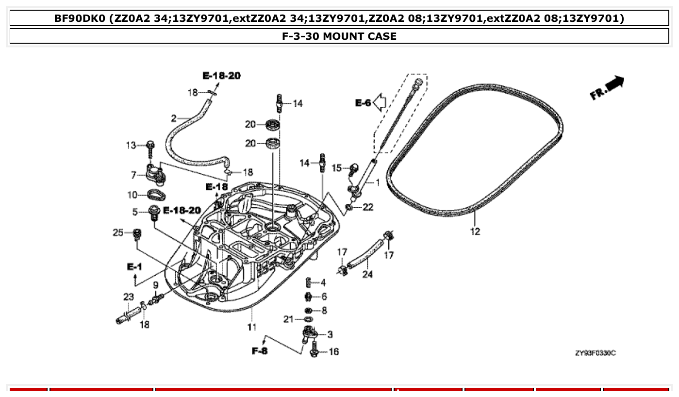 Honda BF90DK0 MOUNT CASE parts diagram