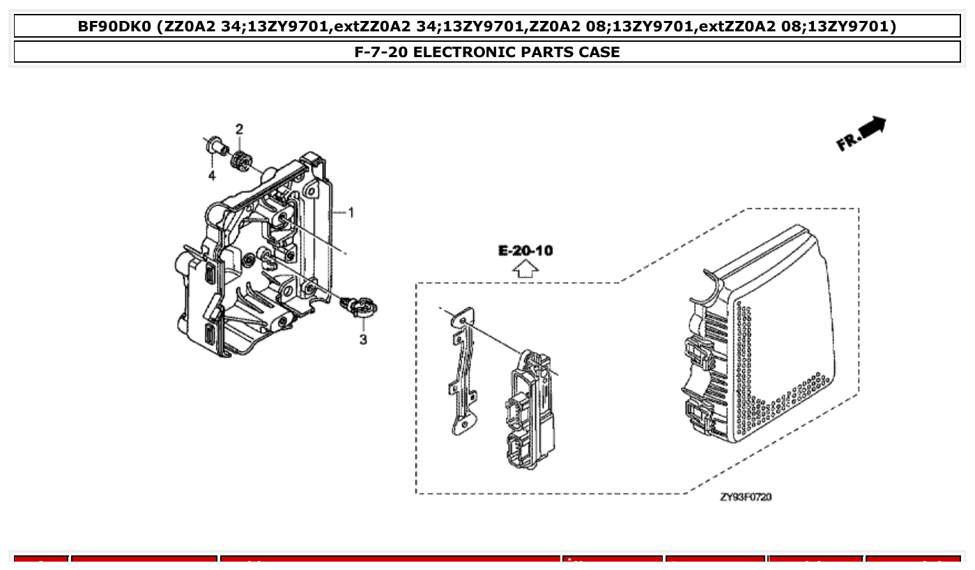 Honda BF90DK0 ELECTRONIC PARTS CASE parts diagram