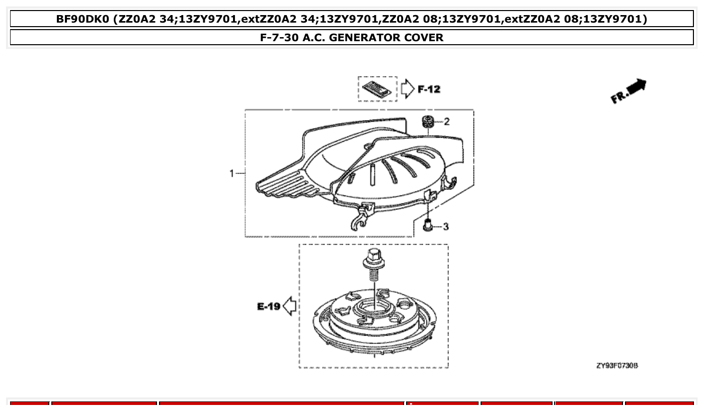 Honda BF90DK0 A.C. GENERATOR COVER parts diagram