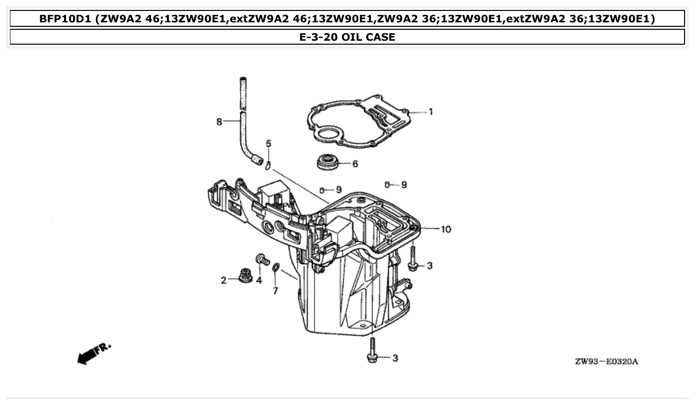 Honda BFP10D1 OIL CASE parts diagram