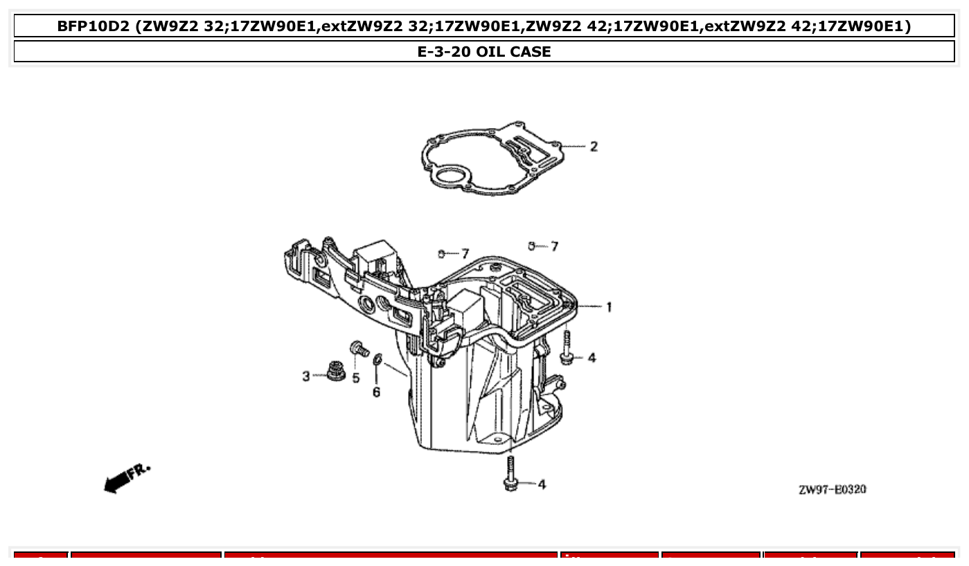 Honda BFP10D2 OIL CASE parts diagram