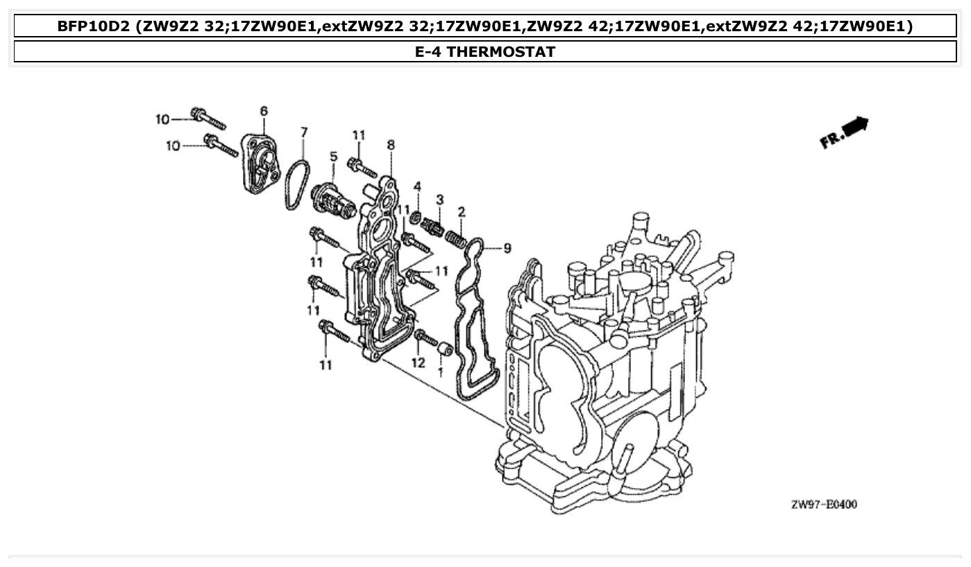 Honda BFP10D2 THERMOSTAT parts diagram