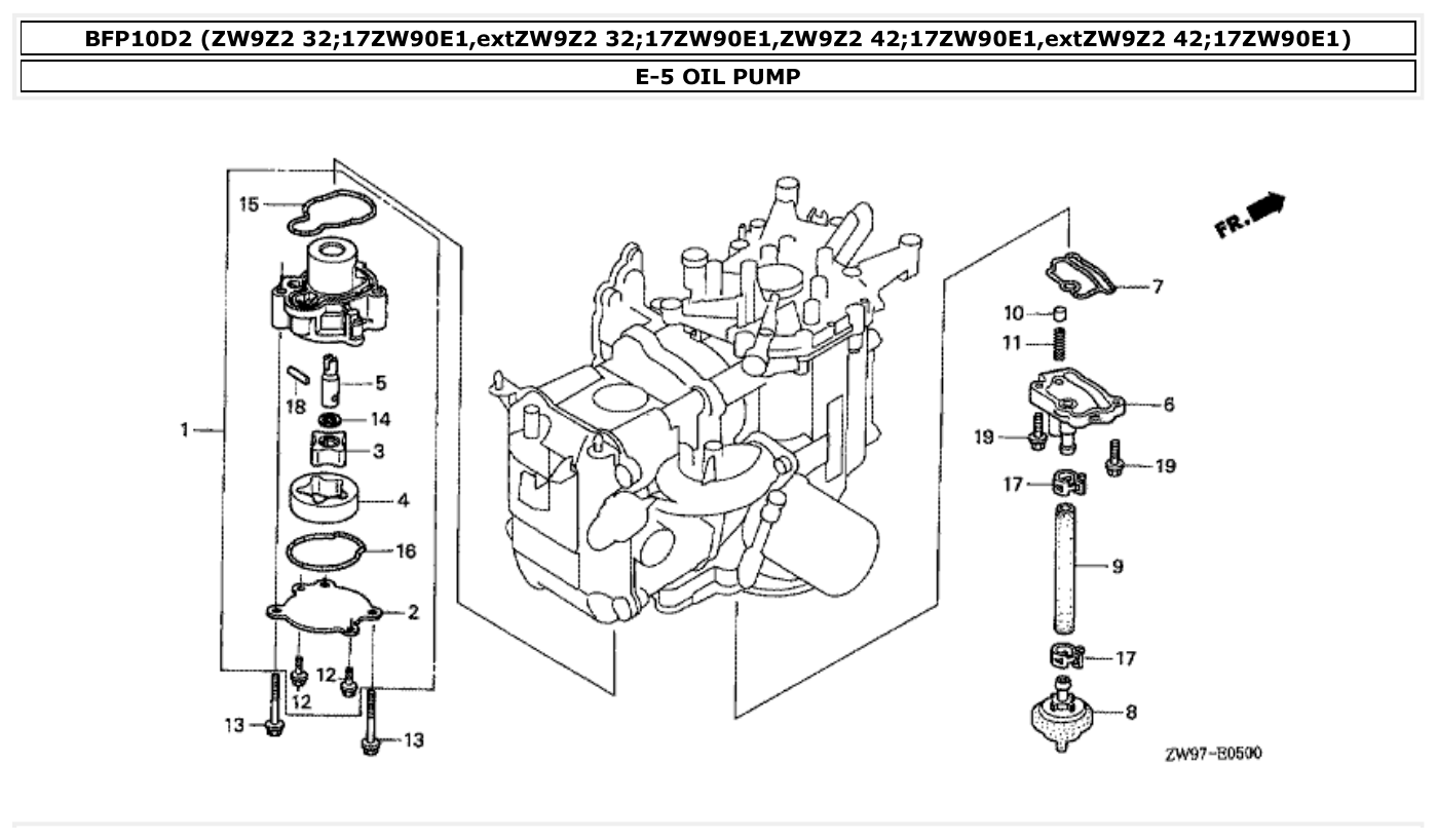 Honda BFP10D2 OIL PUMP parts diagram