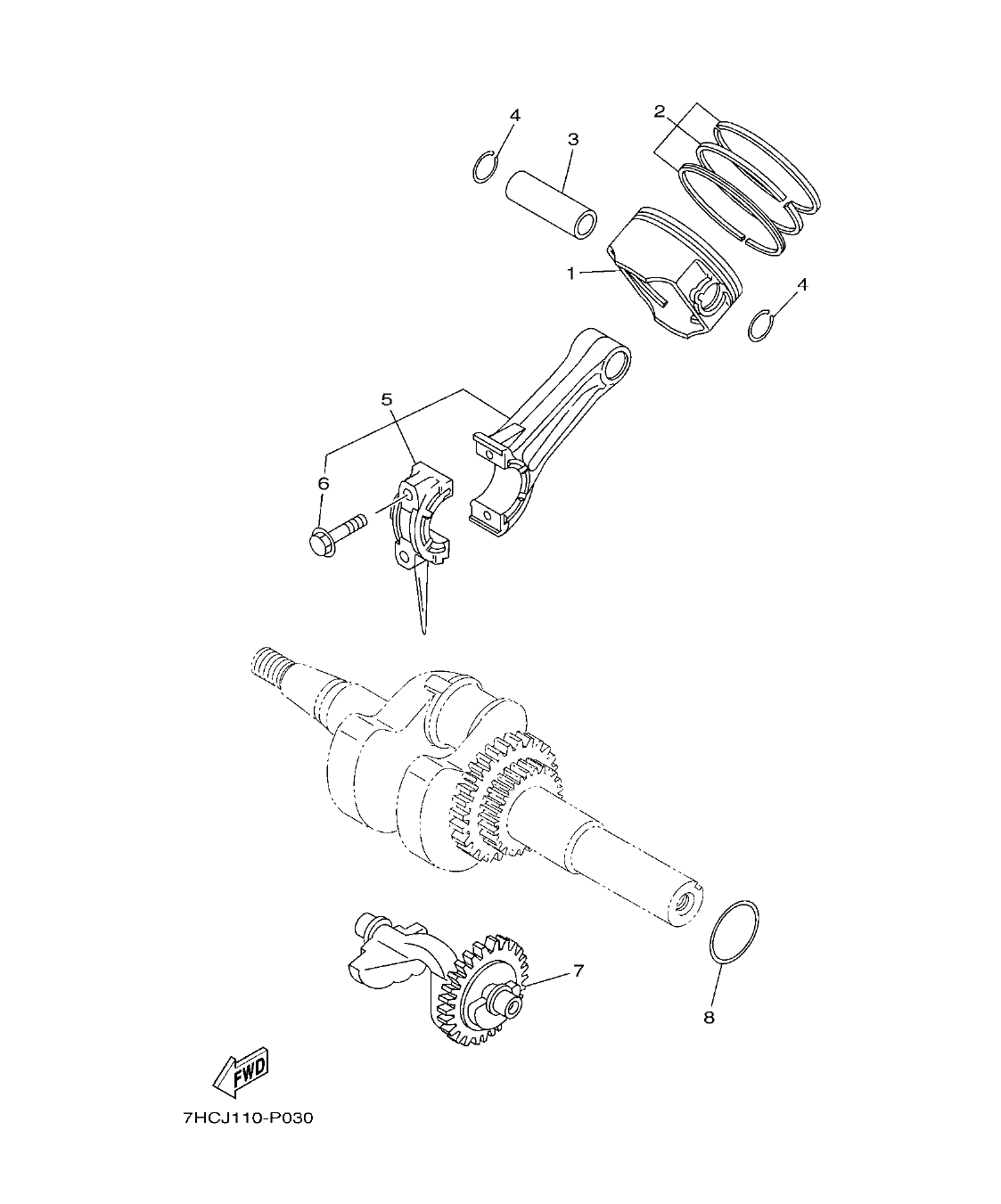 Fig. 3 – CRANKSHAFT & PISTON diagram