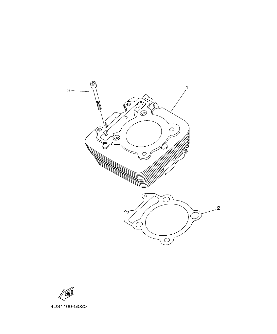 YFM25RD – section 2 CYLINDER parts diagram