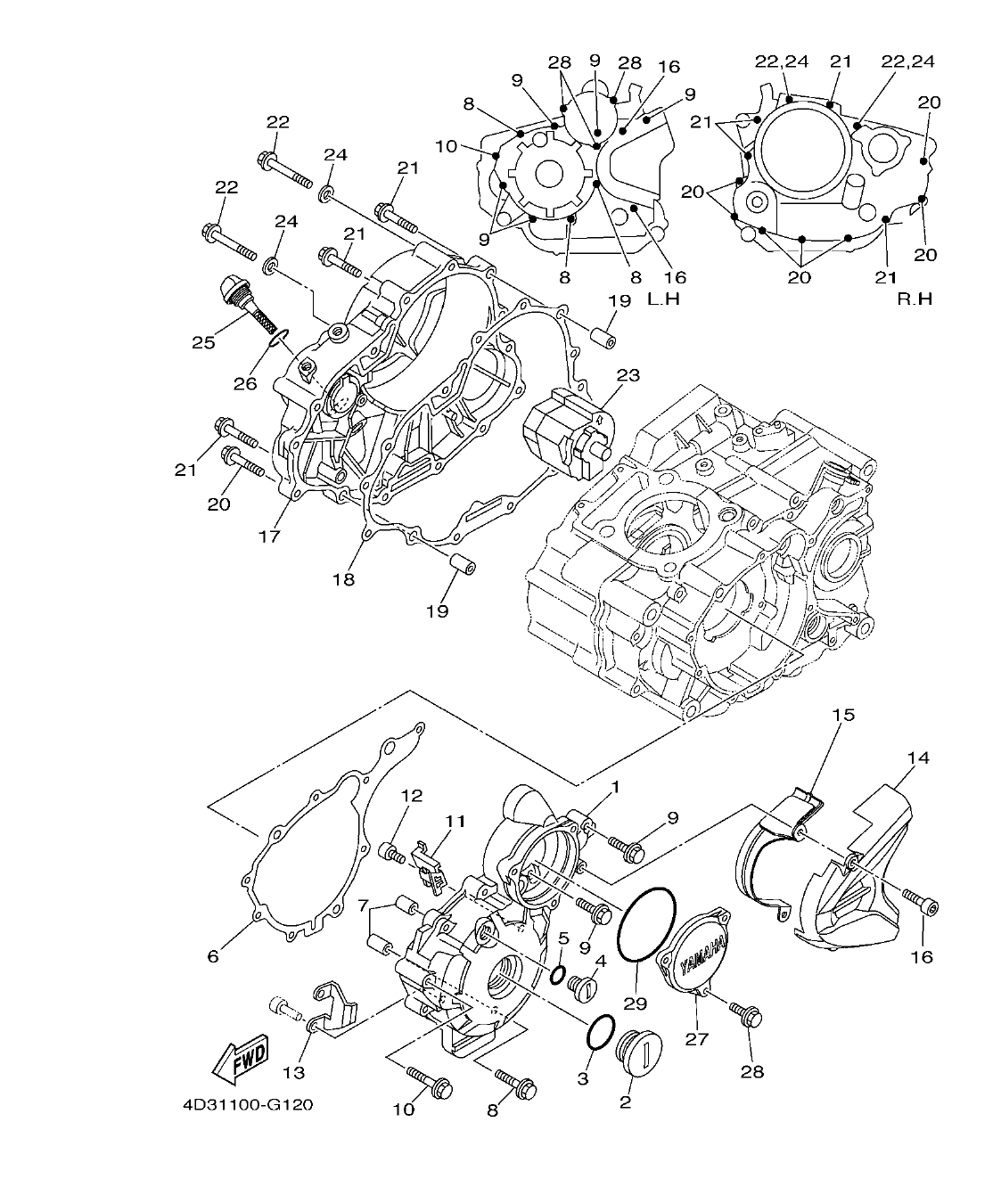 YFM25RD – section 12 CRANKCASE COVER 1 parts diagram