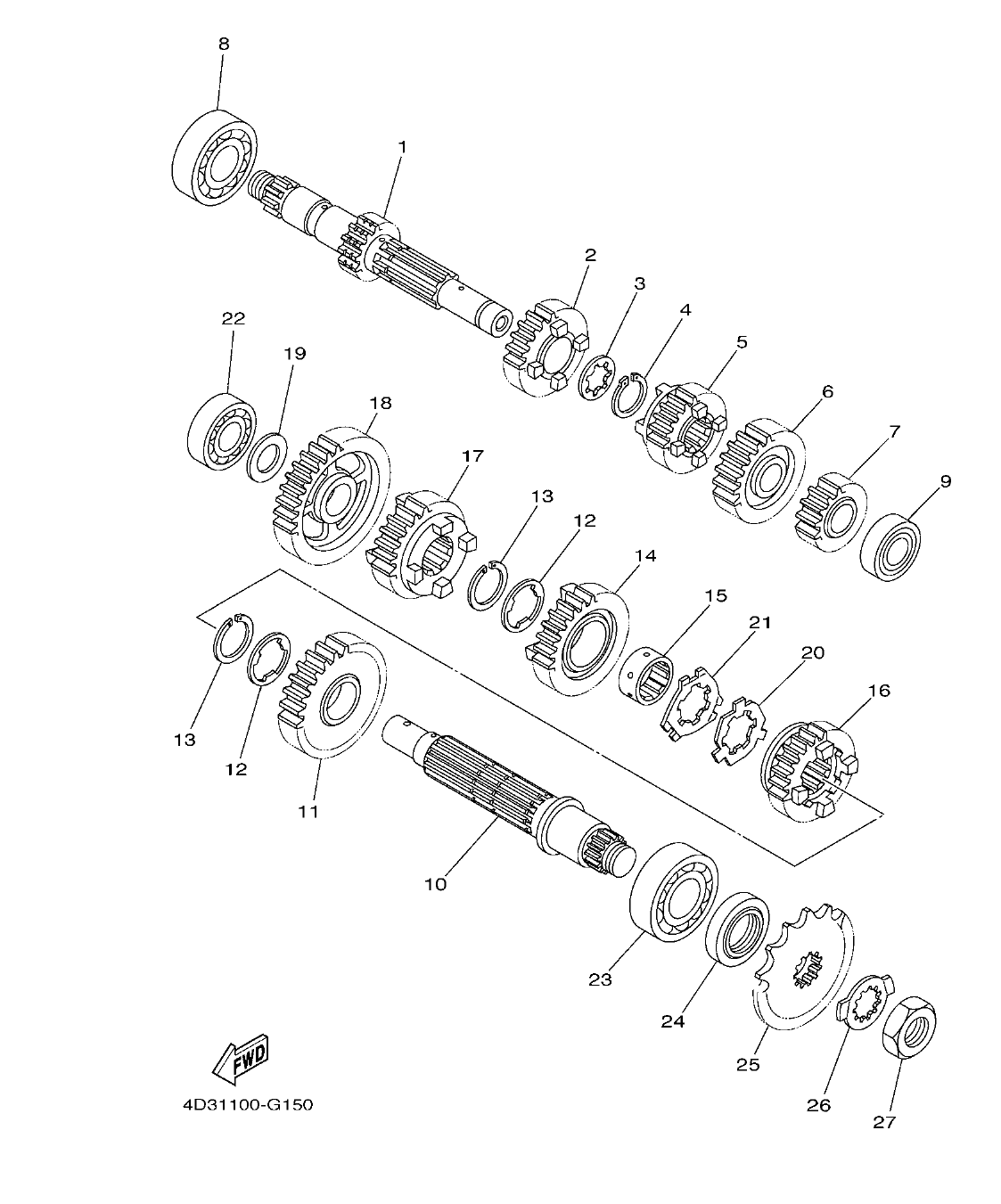 YFM25RD – section 15 TRANSMISSION parts diagram