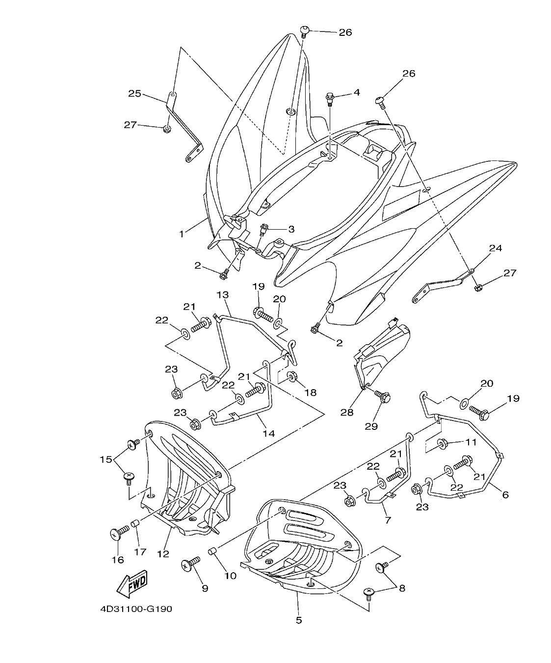 YFM25RD – section 19 REAR FENDER parts diagram