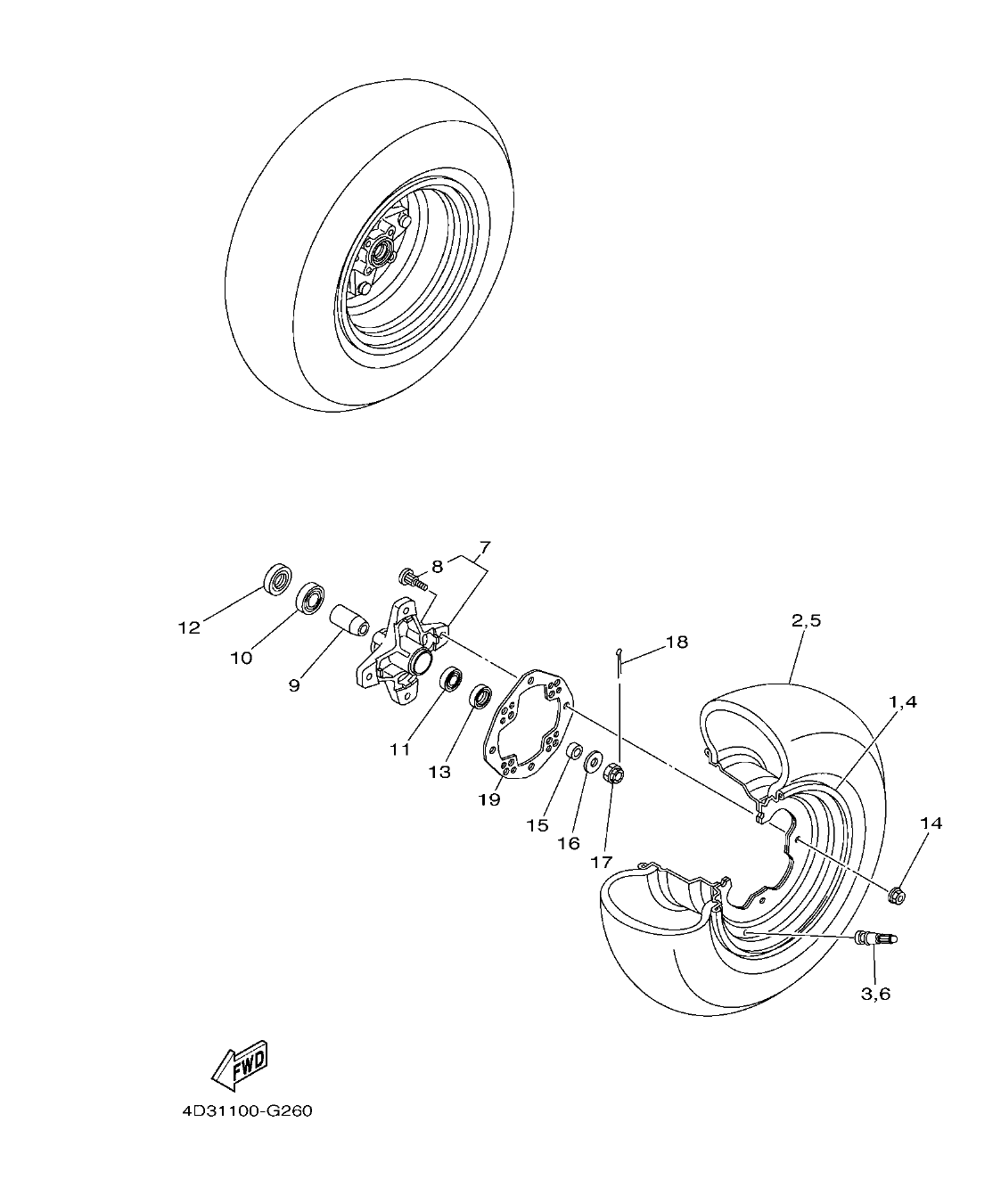 YFM25RD – section 26 FRONT WHEEL parts diagram
