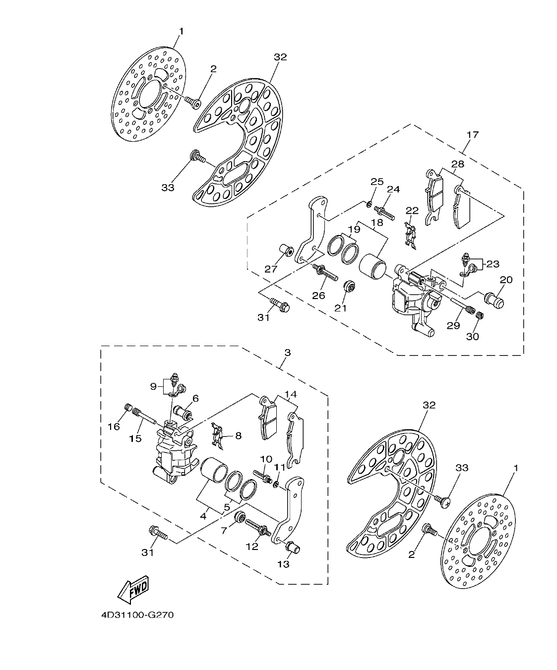 Fig. 27 – FRONT BRAKE CALIPER diagram