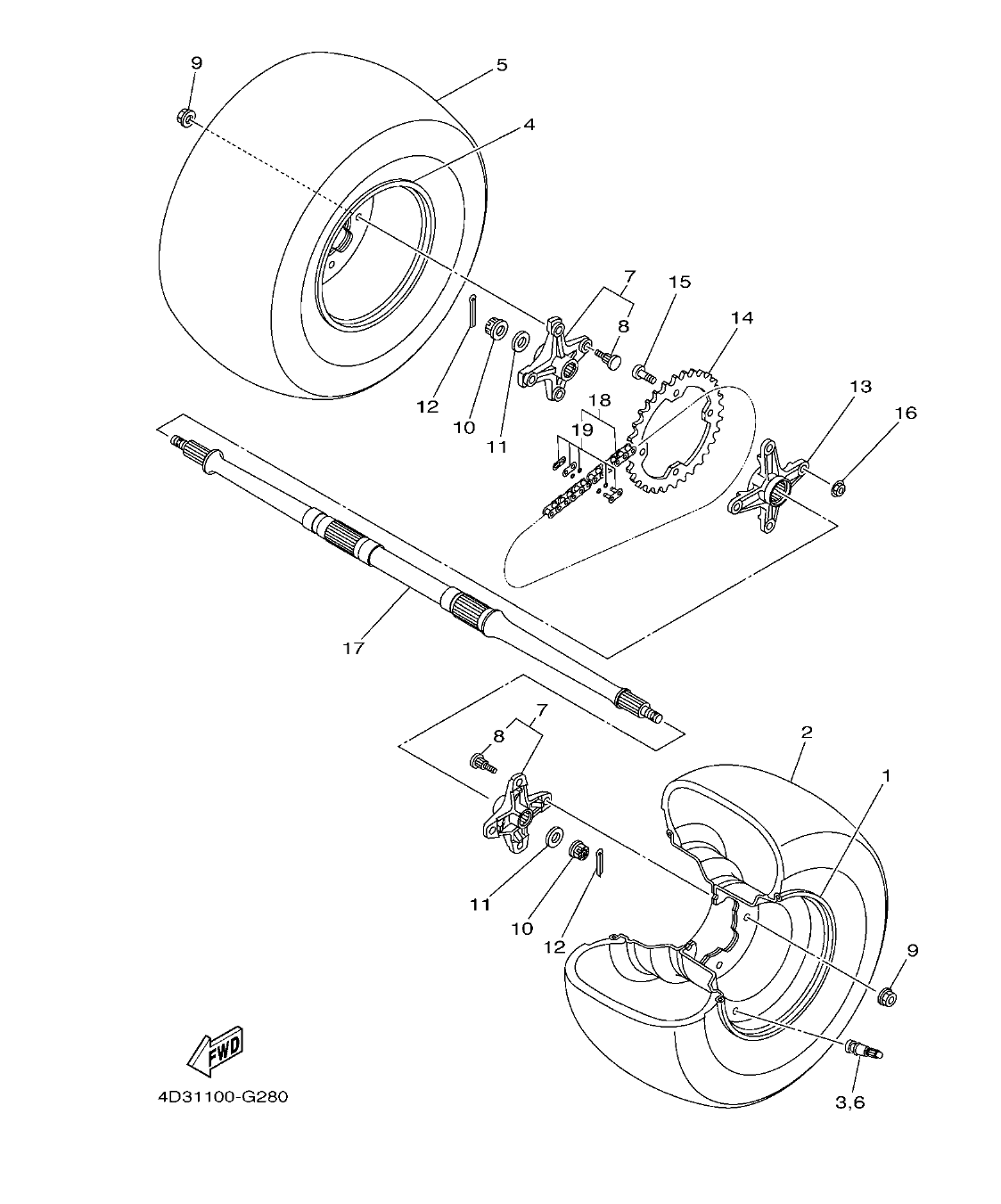 Fig. 28 – REAR WHEEL diagram