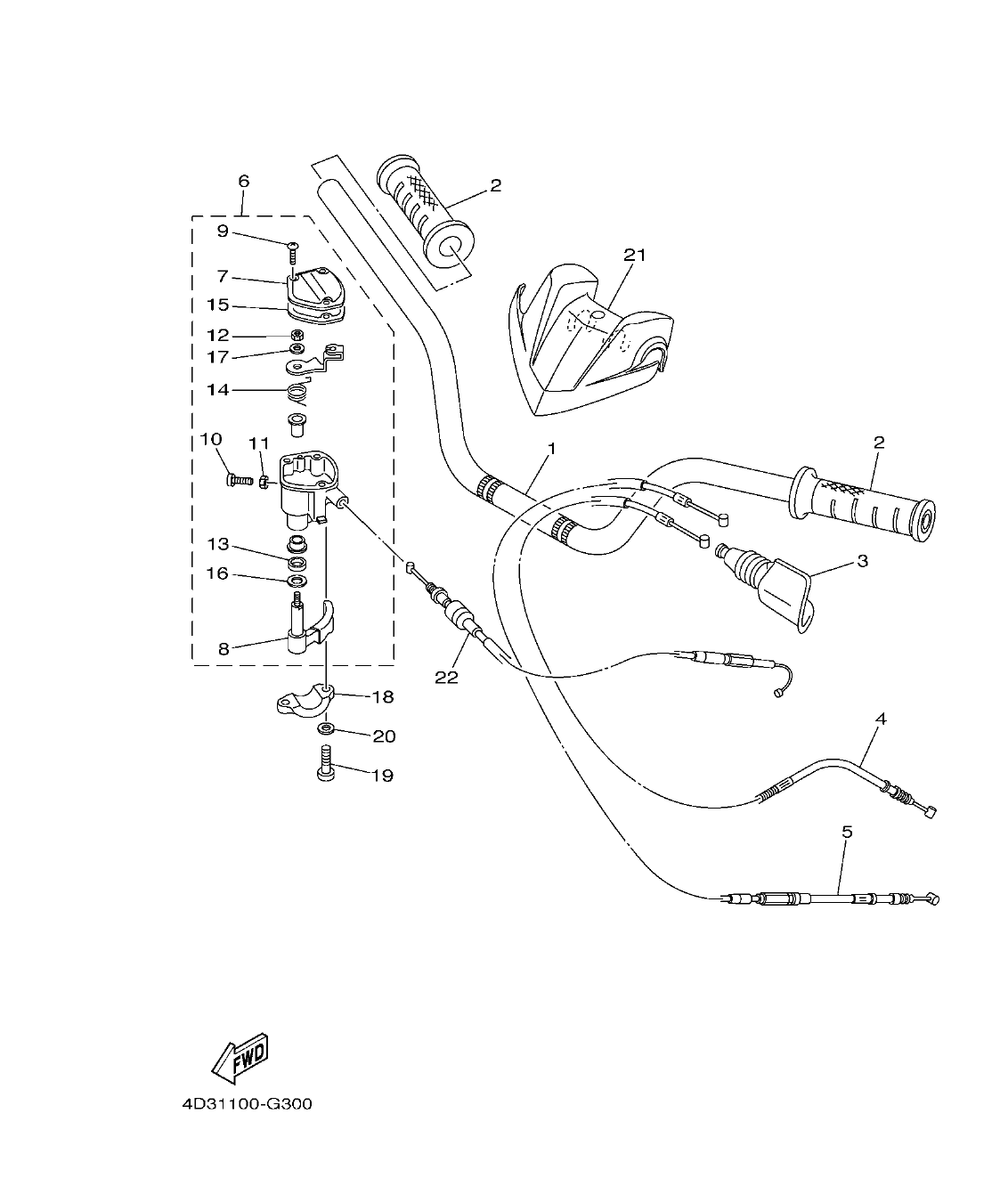 YFM25RD – section 30 STEERING HANDLE & CABLE parts diagram
