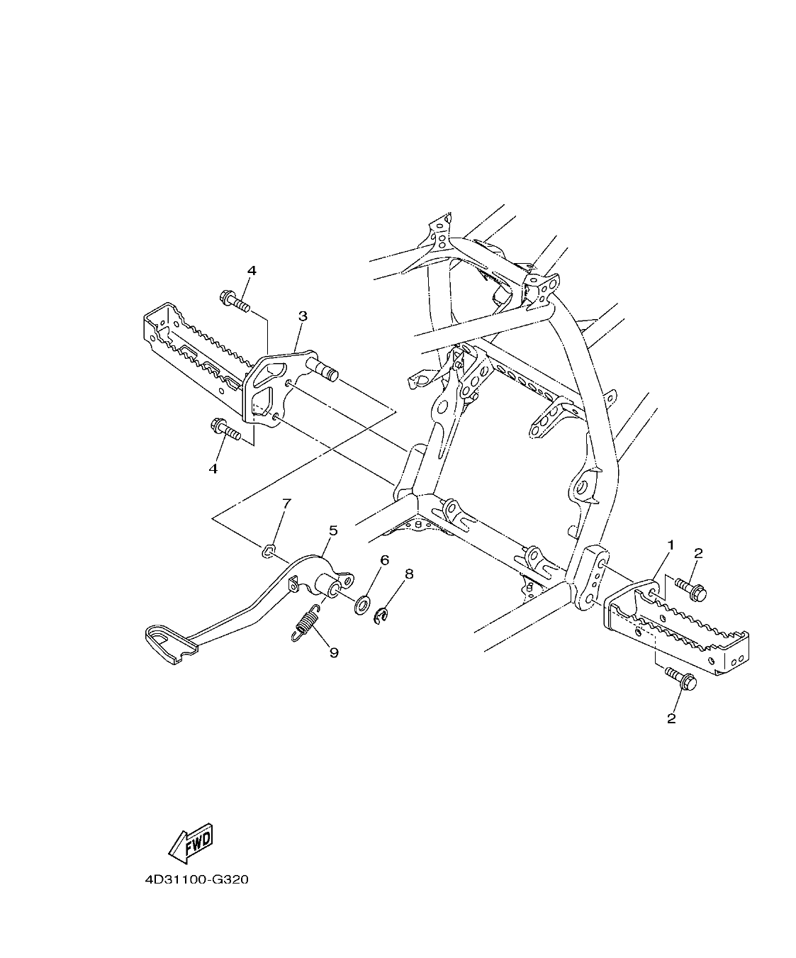 YFM25RD – section 32 STAND & FOOTREST parts diagram