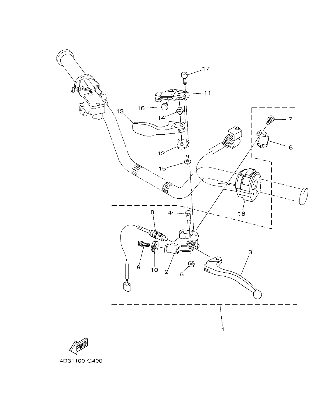 Fig. 39 – HANDLE SWITCH & LEVER diagram