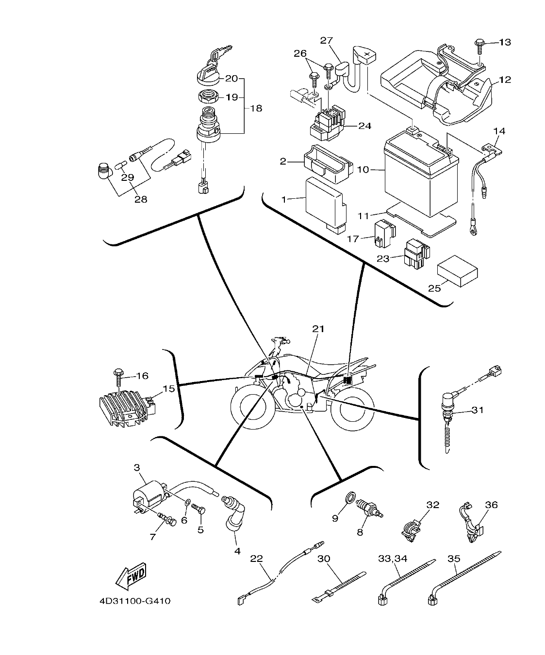 YFM25RD – section 40 ELECTRICAL 1 parts diagram