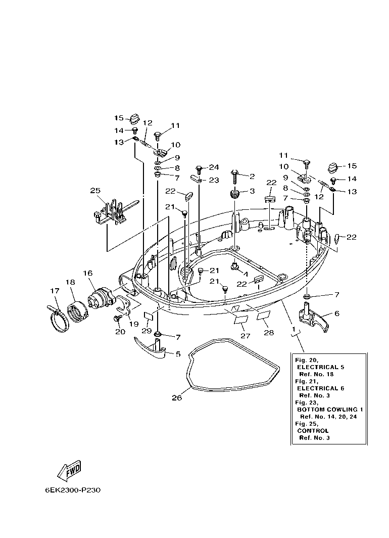 Fig. 23 – BOTTOM COWLING 1 diagram