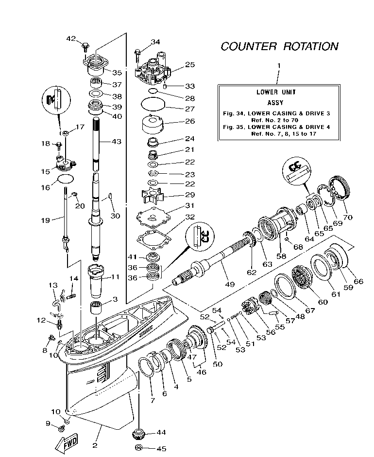 Fig. 34 – LOWER CASING & DRIVE 3 diagram