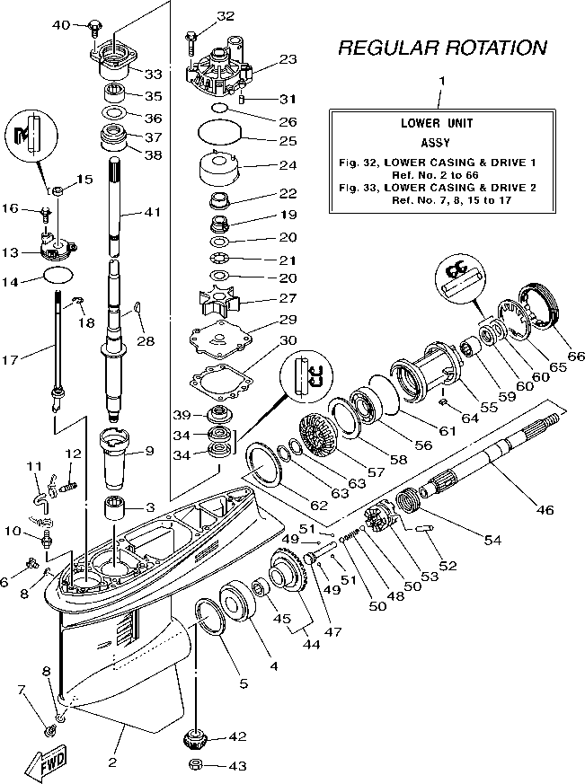 Fig. 32 – LOWER CASING & DRIVE 1 diagram