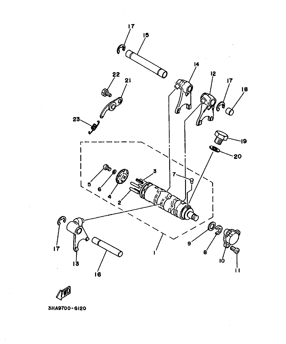 AG100 – section 12 SHIFT CAM. FORK parts diagram