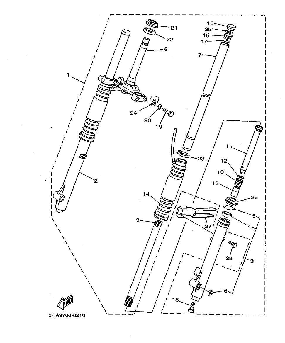AG100 – section 21 FRONT FORK parts diagram