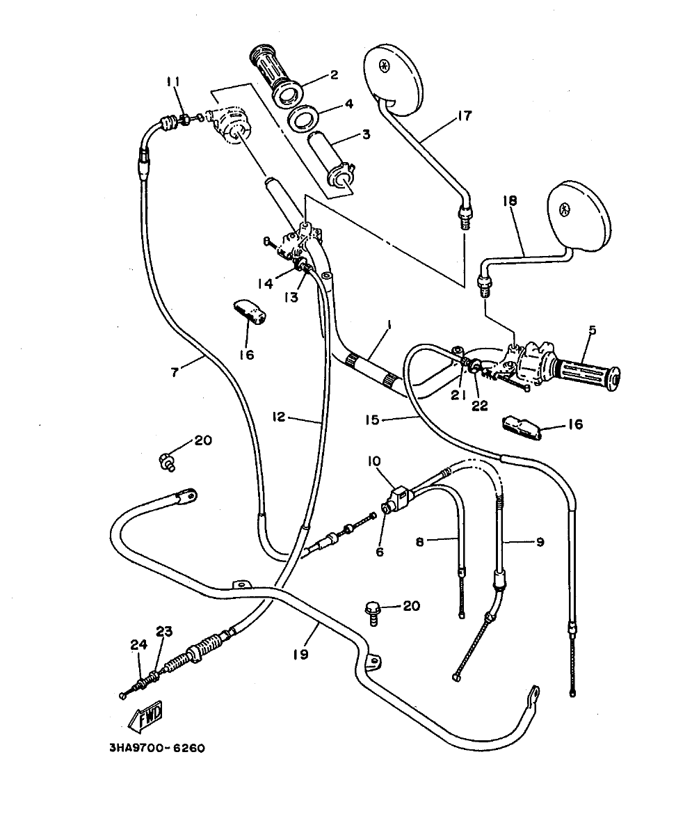 AG100 – section 26 STEERING HANDLE. CABLE parts diagram