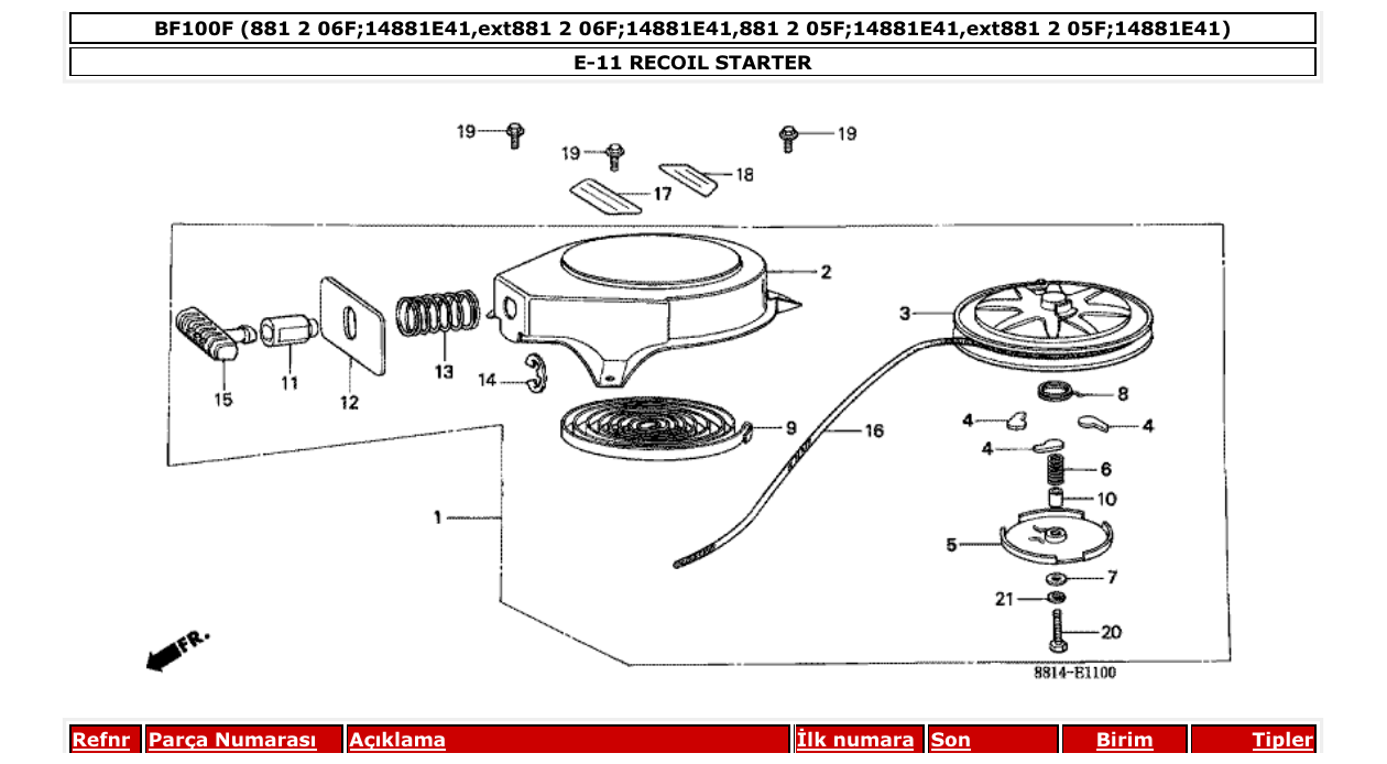 Fig. E-11 – RECOIL STARTER diagram