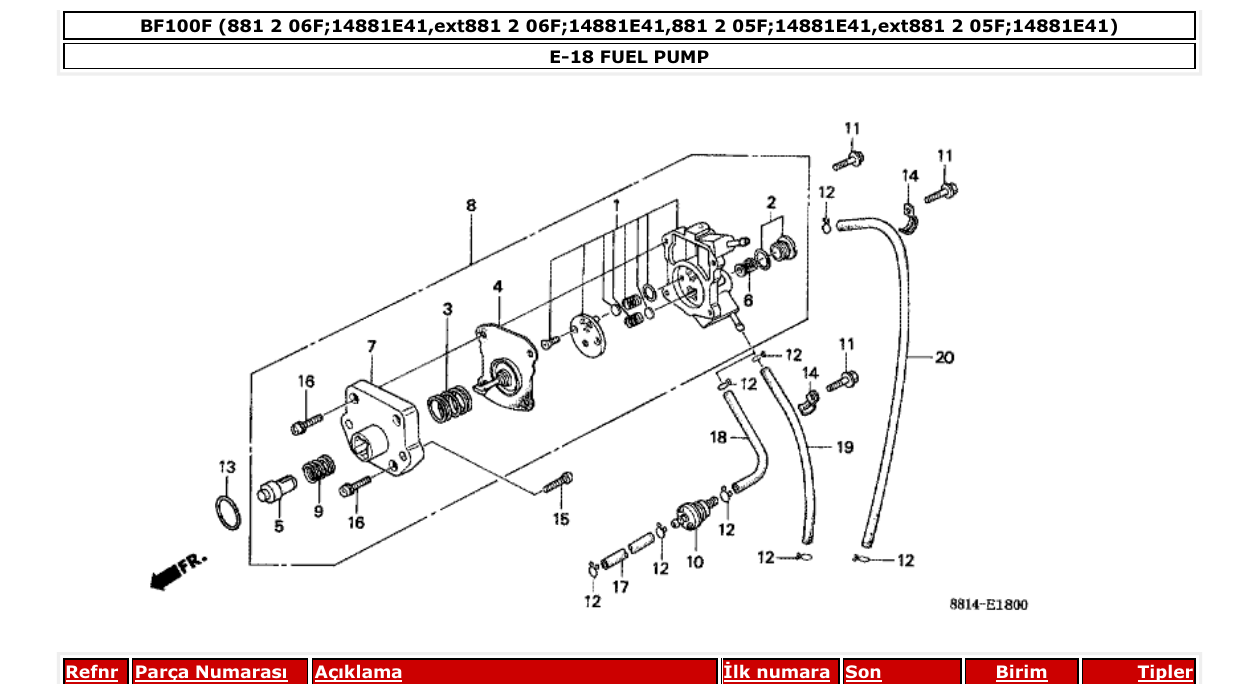 Fig. E-18 – FUEL PUMP diagram