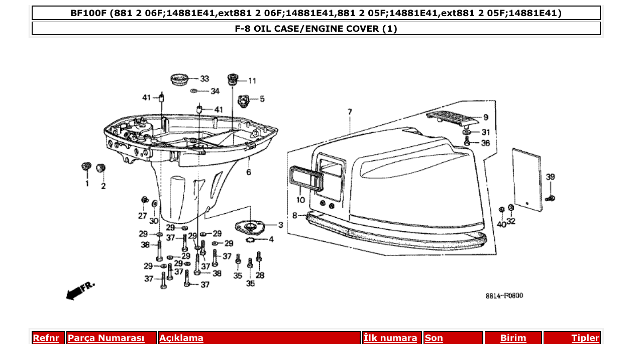 Fig. F-8 – OIL CASE/ENGINE COVER (1) diagram